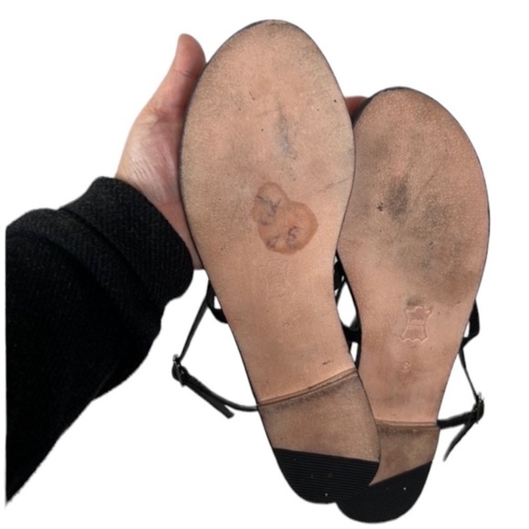 Charles David Black Embellished Jeweled Ankle Strap Flat Sandal Size 8 - Picture 10 of 11